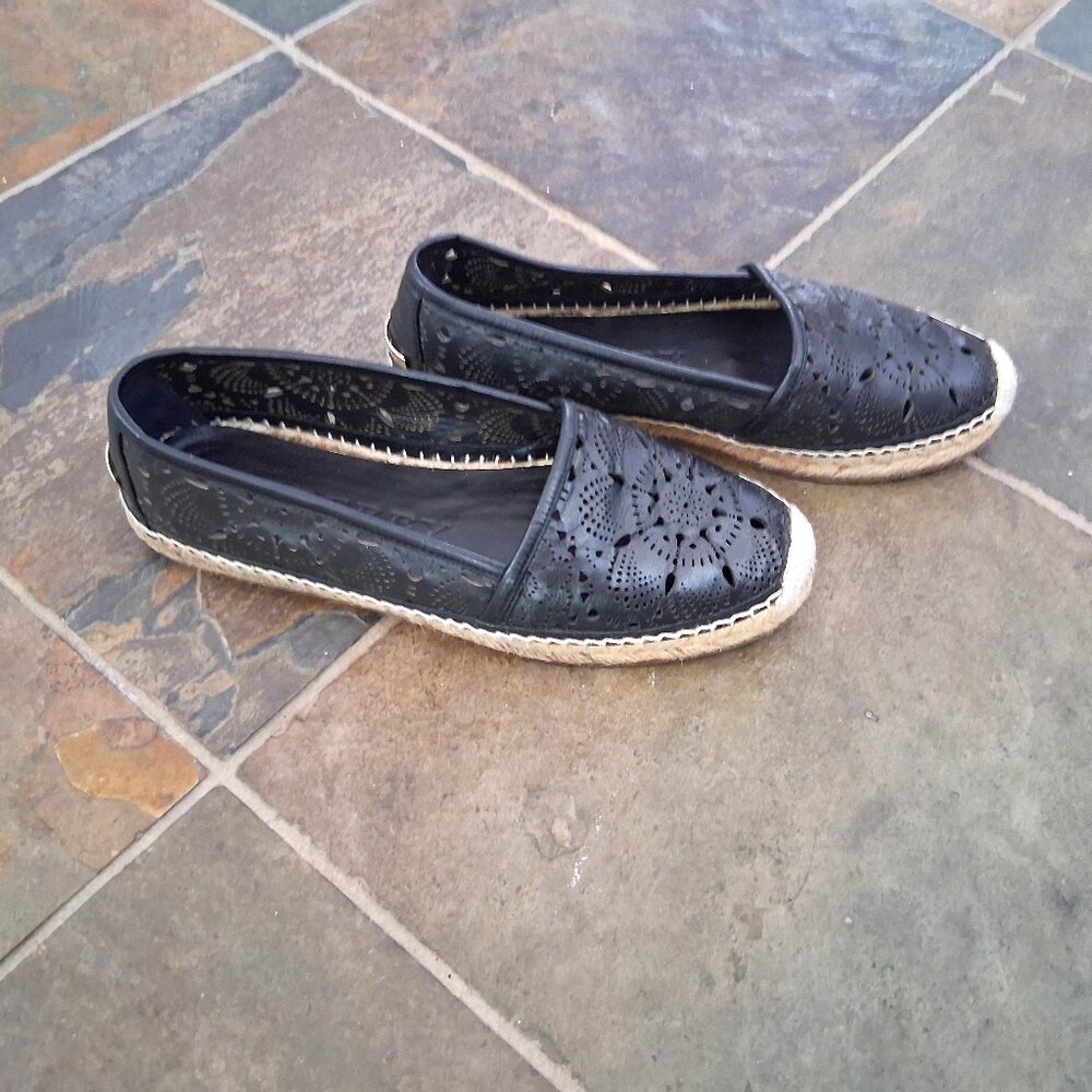 Burberry Black Leather Espadrille Shoes